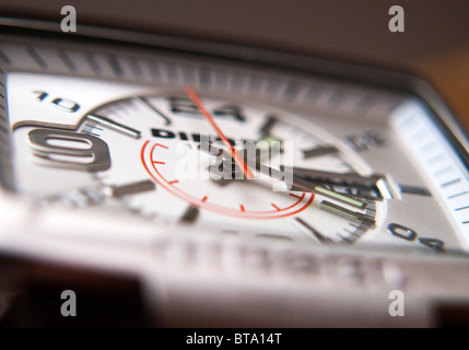 Close up di ripresa macro di un quadrante di orologio. Foto Stock