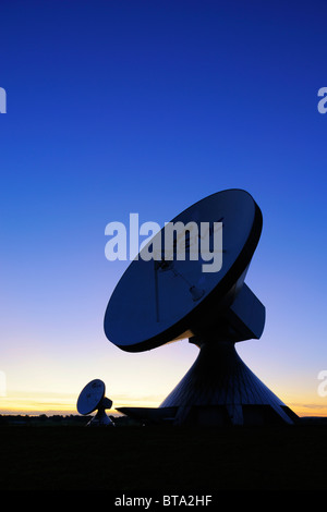 La stazione di terra, antenne paraboliche, Raisting, Baviera, Germania, Europa Foto Stock