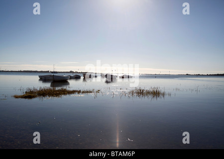 Calma giornata autunnale in Emsworth sul porto di Chichester, Hampshire, Regno Unito Foto Stock