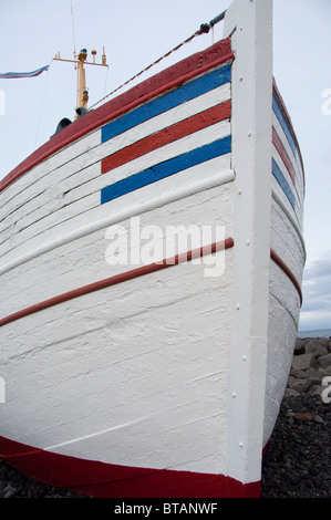 L'Islanda, la penisola di Reykjanes, Keflavik. Downtown area portuale. Storica barca da pesca 'Baldur.". Foto Stock