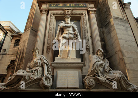 Francia, Parigi, Gaspard de Coligny statua, Oratoire du Louvre, Foto Stock