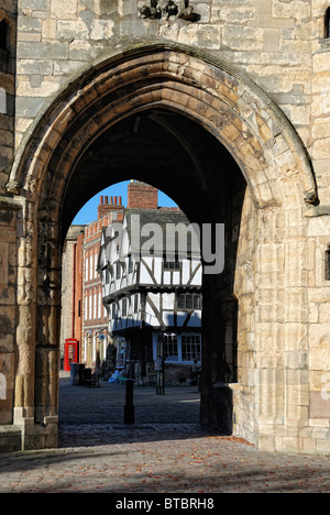 Exchequer gate la Cattedrale di Lincoln Inghilterra Regno Unito Foto Stock