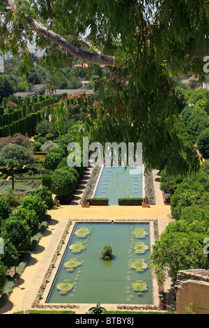 I giardini dell'Alcazar de los Reyes Cristianos a Cordoba, Spagna Foto Stock