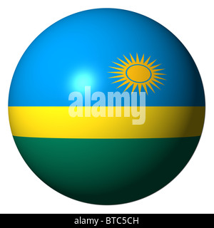 Ruanda bandiera sfera isolato su bianco illustrazione Foto Stock