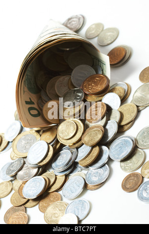 Avvisatore acustico da dollar denominazioni con belle monete Foto Stock
