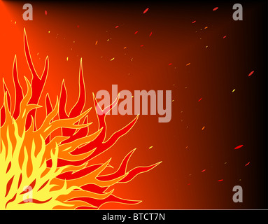 Illustrazione di sfondo di fiamme astratto Foto Stock