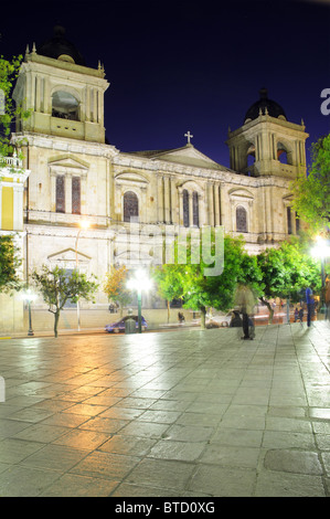 Plaza Murillo a La Paz, in Bolivia durante la notte Foto Stock