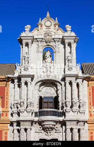 Churrigueresque portale del palazzo di San Telmo a Siviglia, Spagna Foto Stock