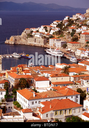 Hydra Town & Port Foto Stock