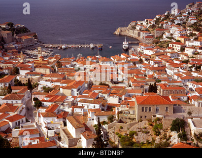 Hydra Town & Port Foto Stock