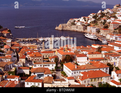 Hydra Town & Port Foto Stock