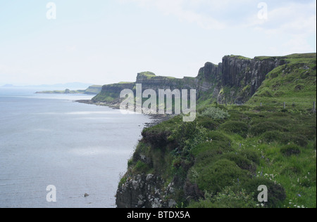 Lungo la costa orientale della penisola di Trotternish vicino Kilt rocce Isola di Skye in Scozia Giugno 2006 Foto Stock