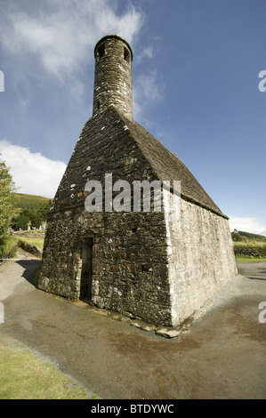 Irish round tower, glendalough, County Wicklow, Irlanda Foto Stock