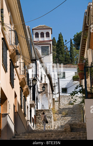 Granada città centro storico Spagna Andalusia Murallas del Albaicin Foto Stock