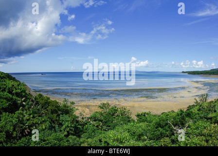 Spiaggia sul Nord Est dell isola di Iriomote durante la bassa marea, Isole Yaeyama, Okinawa, in Giappone Foto Stock