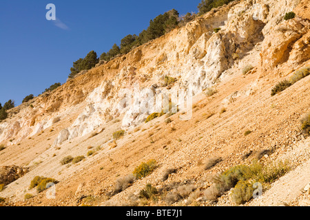 Una vista in spaccato di minerali ricchi di paesaggio dovuta ad erosione - California USA Foto Stock