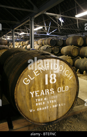 La distilleria di Glenfiddich, Dufftown, Keith, Banffshire, Scozia Foto Stock