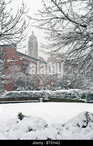 Londra Torre di osso nella neve Foto Stock