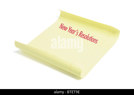 Carta con risoluzioni del nuovo anno Foto Stock
