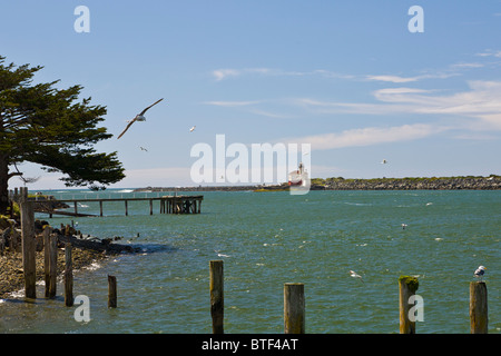 Fiume Coquille Lighthouse 1896 su Oregon costa dell'Oceano Pacifico in Bandon Oregon Foto Stock