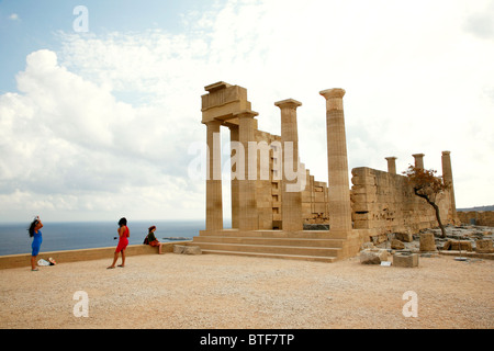 L'acropoli di Lindos, Rodi, Grecia. Foto Stock