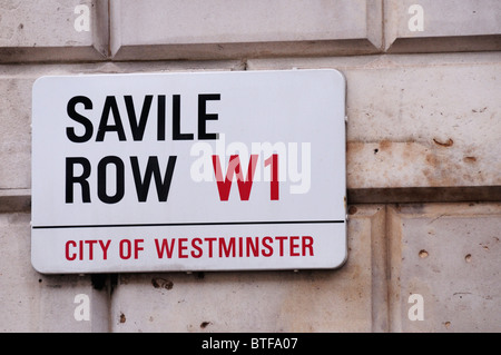 Savile Row W1 City of Westminster Street segno, London, England, Regno Unito Foto Stock