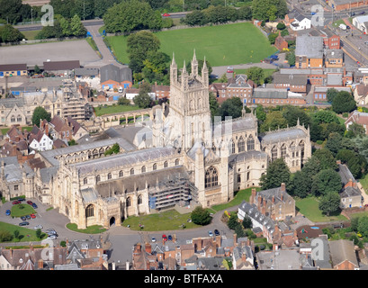 Vista aerea di Gloucester con la Cathedral Regno Unito Foto Stock