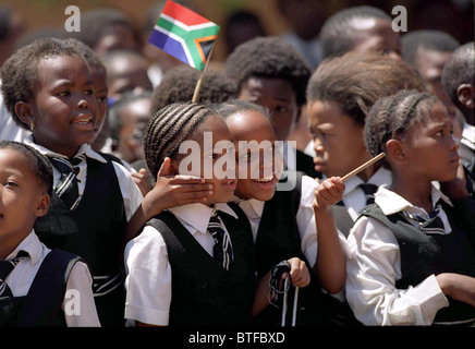 La scuola dei bambini in Alexandra township di Johannesburg, Sud Africa Foto Stock