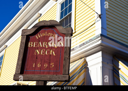 Segno per Bearskin collo, Rockport, MA Foto Stock