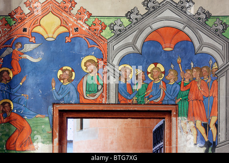 Affresco, Saint-Pierre-le-Jeune chiesa protestante, Strasburgo, Alsazia, Francia Foto Stock