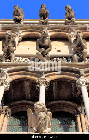 Doccioni sulla facciata della cattedrale di Notre Dame, Dijon, Côte-d'Or departement, Borgogna, Francia Foto Stock