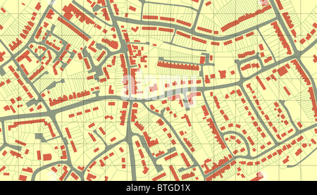 Mappa illustrata di alloggiamento in una generica città senza nome Foto Stock