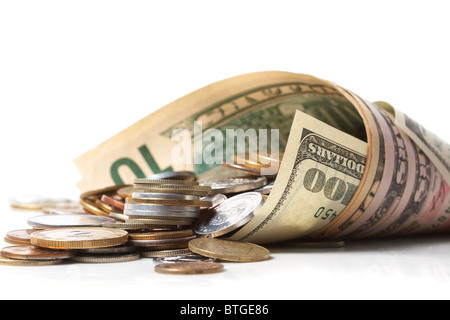 Avvisatore acustico da dollar denominazioni con belle monete Foto Stock