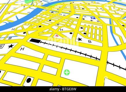 Illustrato street-mappa di una città generico con i nomi di n. Foto Stock