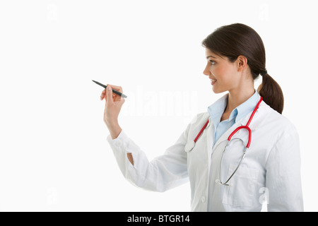 Medico iscritto con penna Foto Stock