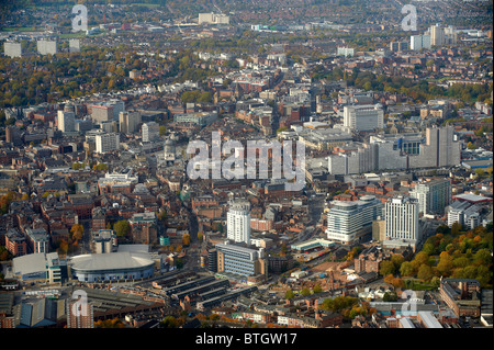 Il Nottingham City Center dall'aria, East Midlands, Regno Unito Foto Stock