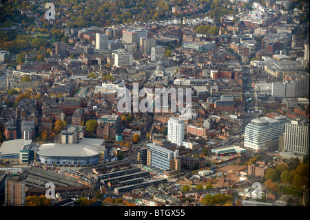 Il Nottingham City Center dall'aria, East Midlands, Regno Unito Foto Stock