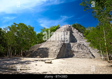 Mayan Nohoch Mul piramide di Coba, Messico Foto Stock