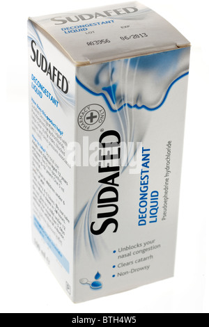 Scatola di Sudafed decongestionante liquido Foto Stock