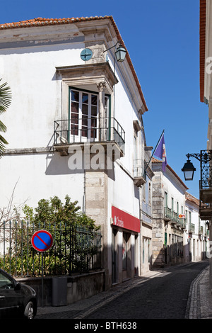 Finestra rinascimentale (Janela Renascentista) nella città di Santarém, Portogallo. Foto Stock