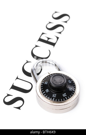 Headline il successo e la serratura e concetto di protezione di successo Foto Stock