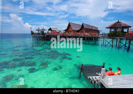 Una vista da Kapalai Resort di Semporna Sabah, Malesia Foto Stock