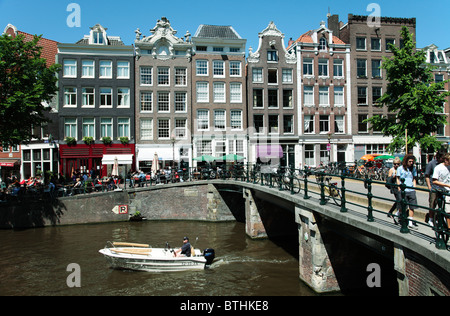 Case ponte lungo Prinsengracht Amsterdam Foto Stock