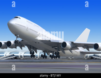 Big up di volo aereo passeggeri su sfondo airport Foto Stock