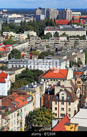 Vista della città dalla Santa Elisabetta la Chiesa di Wroclaw, Bassa Slesia, Polonia Foto Stock