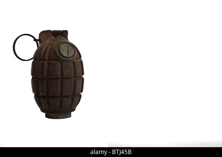 Un autentico antico n. 36M MkI Mills bomba o come più comunemente noto, hand grenade, dal 1940 Foto Stock