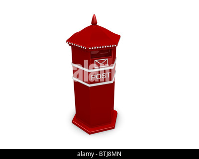 3D rendering, rosso post box isolate su sfondo bianco Foto Stock