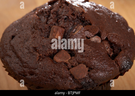 Doppio chip di choc muffin al cioccolato Foto Stock