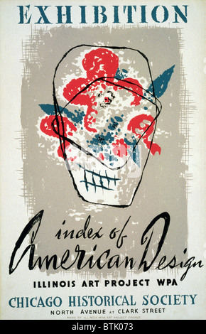 Poster per WPA mostra di 'Indice di American Design' presso il Chicago Historical Society. Erel Osborn, artista. Silkscreen, 1941 Foto Stock