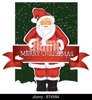 Babbo Natale con banner di natale Foto Stock